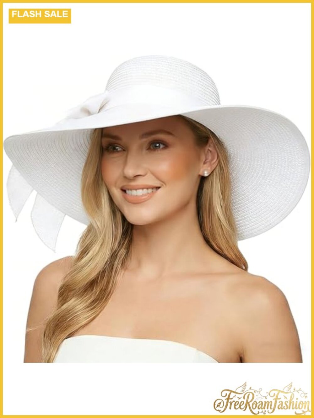Handwoven Straw Wide Brim Sun Hat UPF 50+ Foldable Floppy Beach Hat